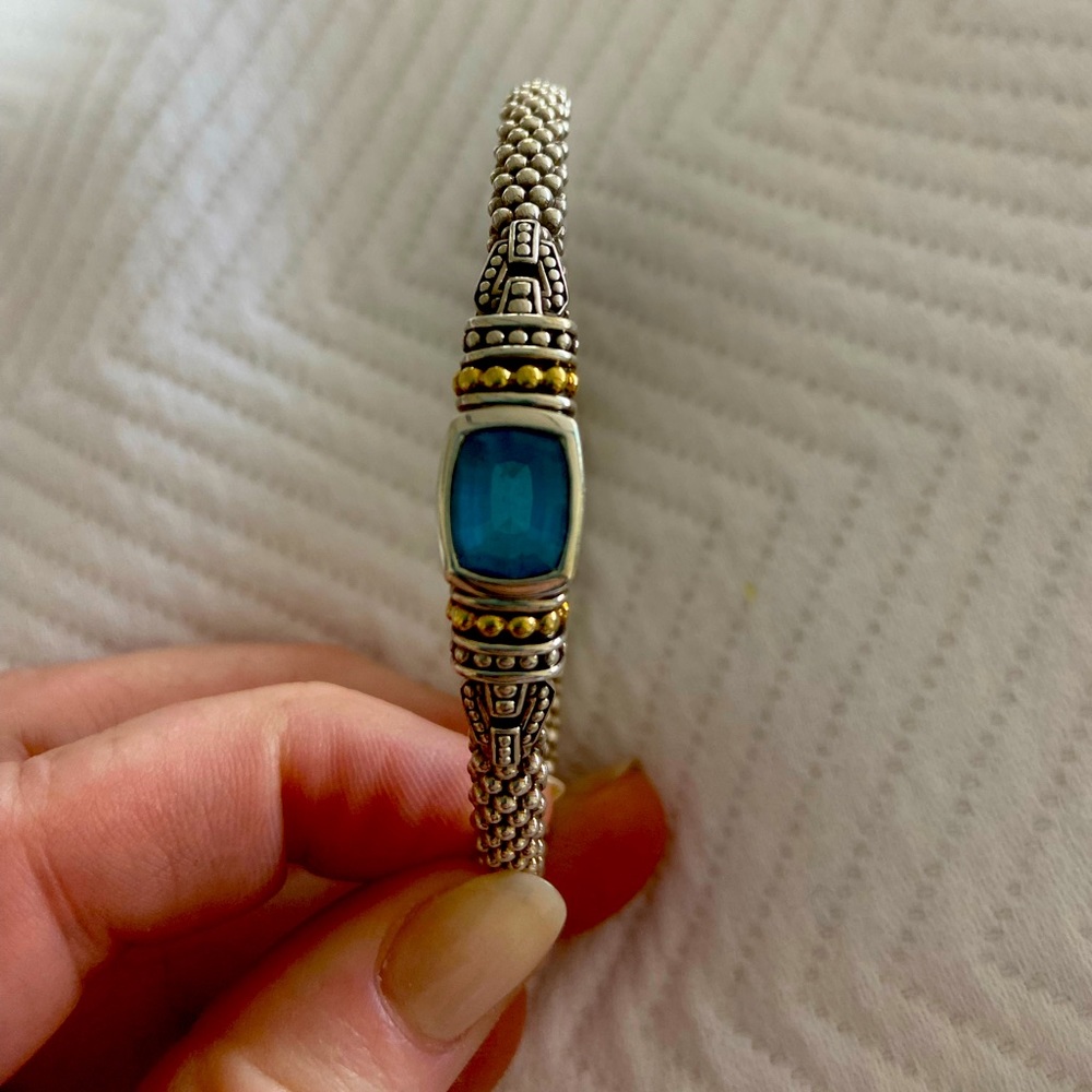LAGOS blue topaz sterling and 18kt gold bracelet